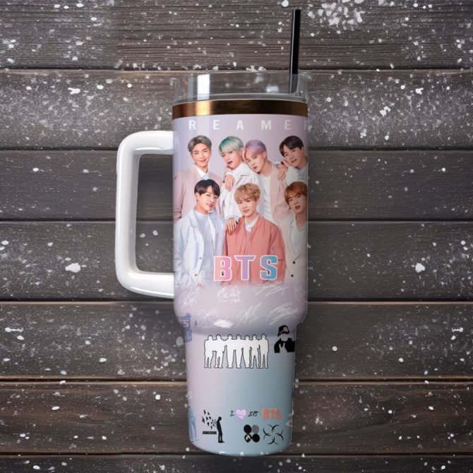 Bts Music Custom Stanley Quencher 40Oz Stainless Steel Tumbler With Handle - Image 4