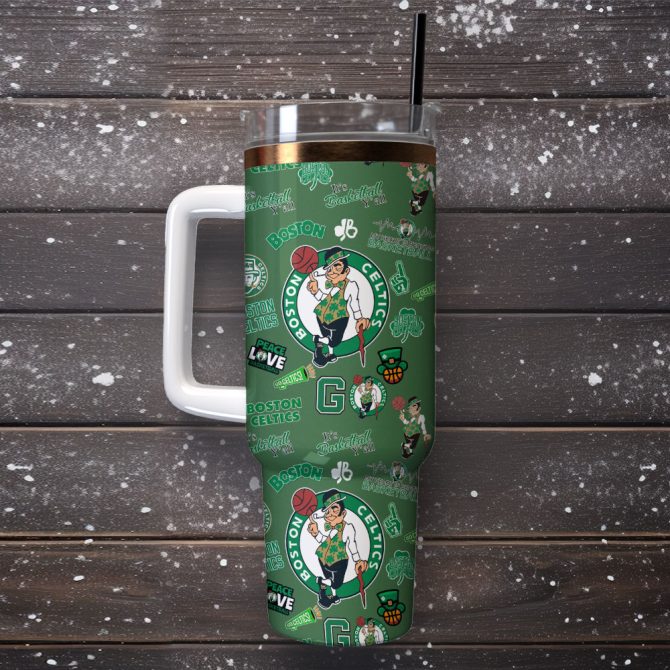 Boston Celtics Basketball Nba Sport Custom Stanley Quencher 40Oz Stainless Steel Tumbler With Handle - Image 4