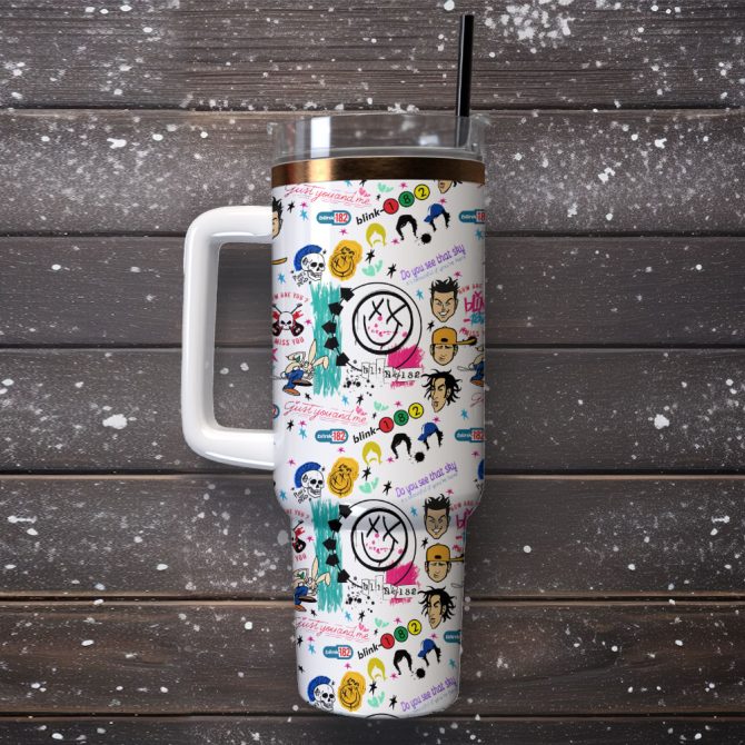 Blink 182 Music Custom Stanley Quencher 40Oz Stainless Steel Tumbler With Handle - Image 4