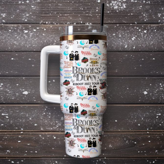 Brooks And Dunn Music Custom Stanley Quencher 40Oz Stainless Steel Tumbler With Handle - Image 4