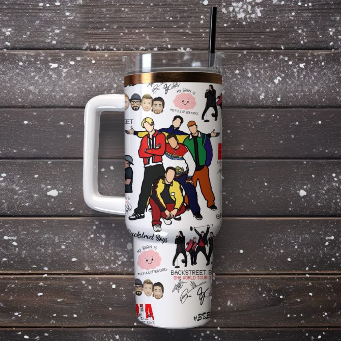 Backstreet Boys Music Custom Stanley Quencher 40Oz Stainless Steel Tumbler With Handle - Image 4