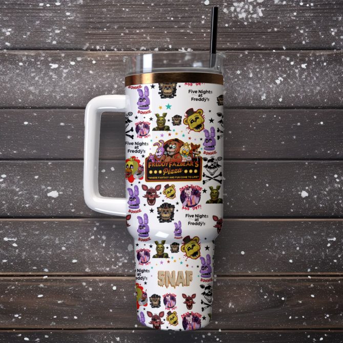 Freddy Fazbear’S Pizza Movie Custom Stanley Quencher 40Oz Stainless Steel Tumbler With Handle - Image 4