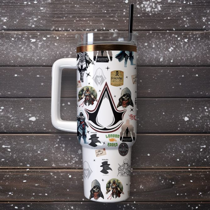 Assassin’S Creed Games Custom Stanley Quencher 40Oz Stainless Steel Tumbler With Handle - Image 4