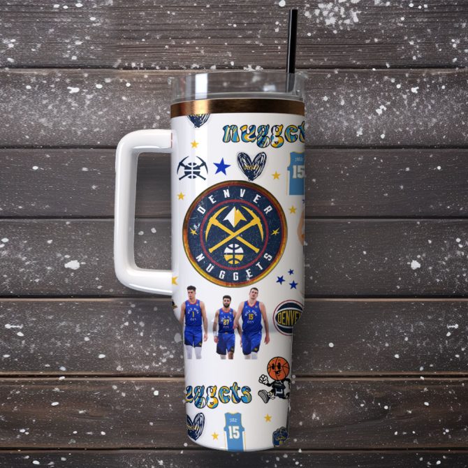 Denver Nuggets Basketball Nba Sport Custom Stanley Quencher 40Oz Stainless Steel Tumbler With Handle - Image 4