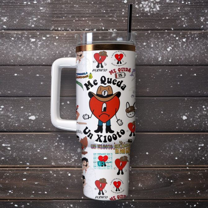 Bad Bunny Music Custom Stanley Quencher 40Oz Stainless Steel Tumbler With Handle - Image 4