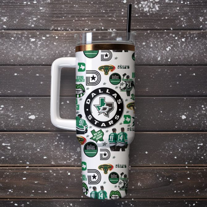 Dallas Stars Ice Hockey Nhl Sport Custom Stanley Quencher 40Oz Stainless Steel Tumbler With Handle - Image 4