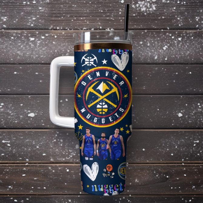 Denver Nuggets Basketball Nba Sport Custom Stanley Quencher 40Oz Stainless Steel Tumbler With Handle - Image 4