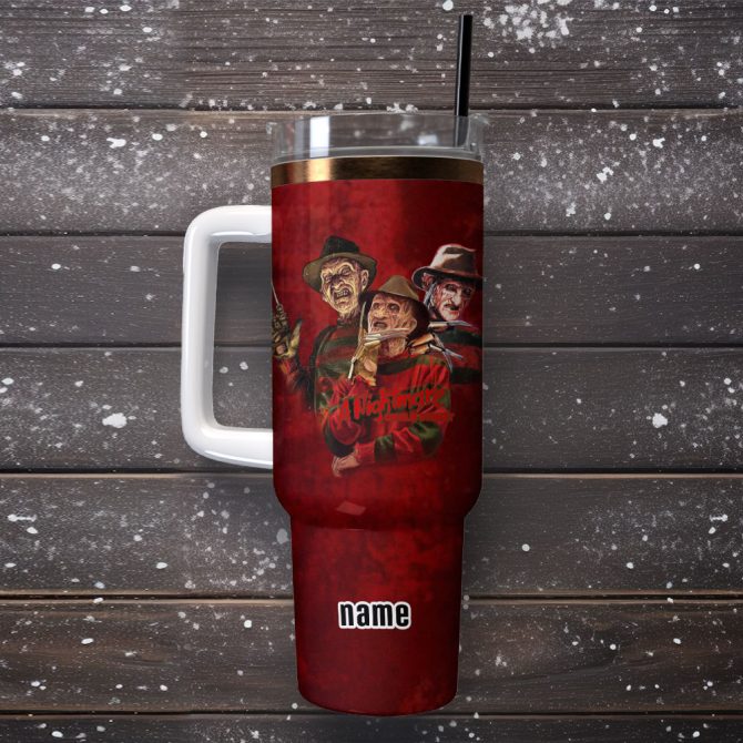 A Nightmare On Elm Street Movie Custom Stanley Quencher 40Oz Stainless Steel Tumbler With Handle - Image 4