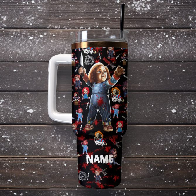 Chucky Tv Series Custom Stanley Quencher 40Oz Stainless Steel Tumbler With Handle - Image 4