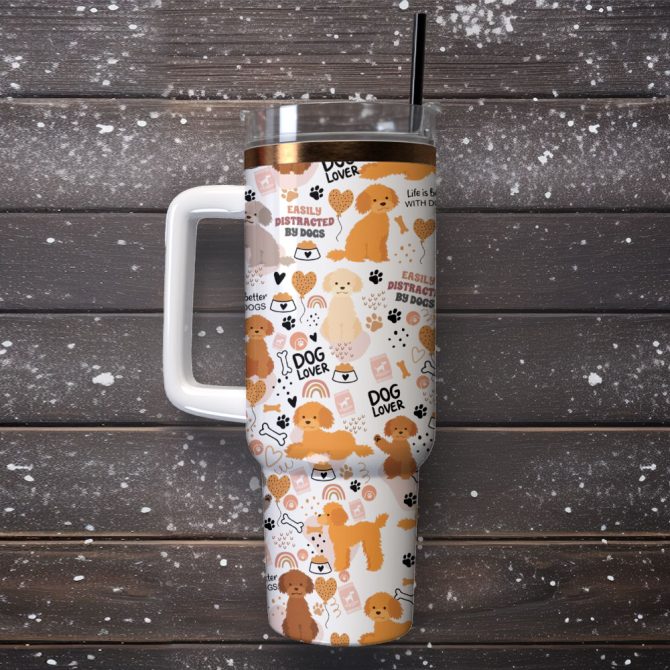 Cute Dog Custom Stanley Quencher 40Oz Stainless Steel Tumbler With Handle - Image 4