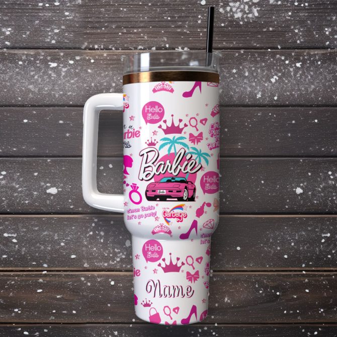 Barbie Movies Custom Stanley Quencher 40Oz Stainless Steel Tumbler - Image 4