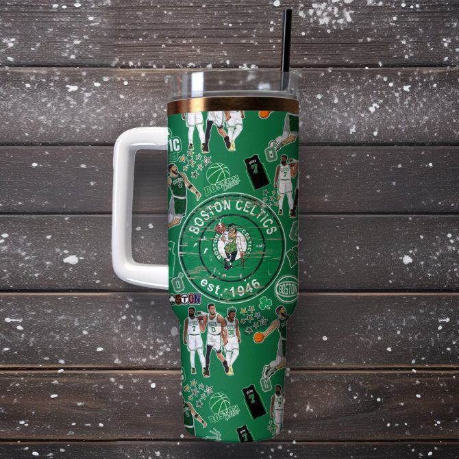 Boston Celtics Basketball Nba Sport Custom Stanley Quencher 40Oz Stainless Steel Tumbler - Image 4