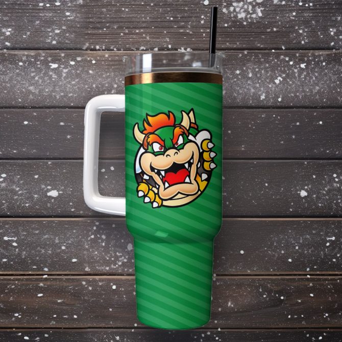Bowser Super Mario Games Custom Stanley Quencher 40Oz Stainless Steel Tumbler - Image 4