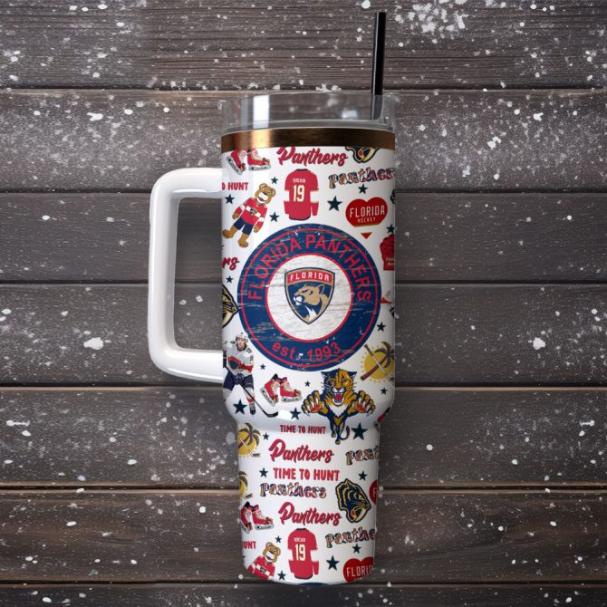 Florida Panthers Nhl Ice Hockey Sport Custom Stanley Quencher 40Oz Stainless Steel Tumbler - Image 4