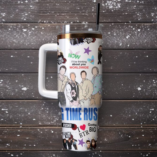 Big Time Rush Music Custom Stanley Quencher 40Oz Stainless Steel Tumbler - Image 4