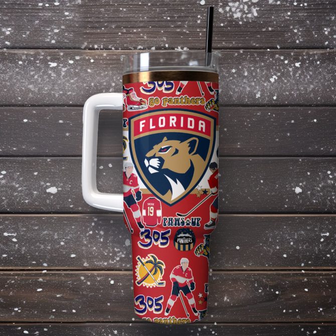 Florida Panthers Nhl Ice Hockey Sport Custom Stanley Quencher 40Oz Stainless Steel Tumbler - Image 4