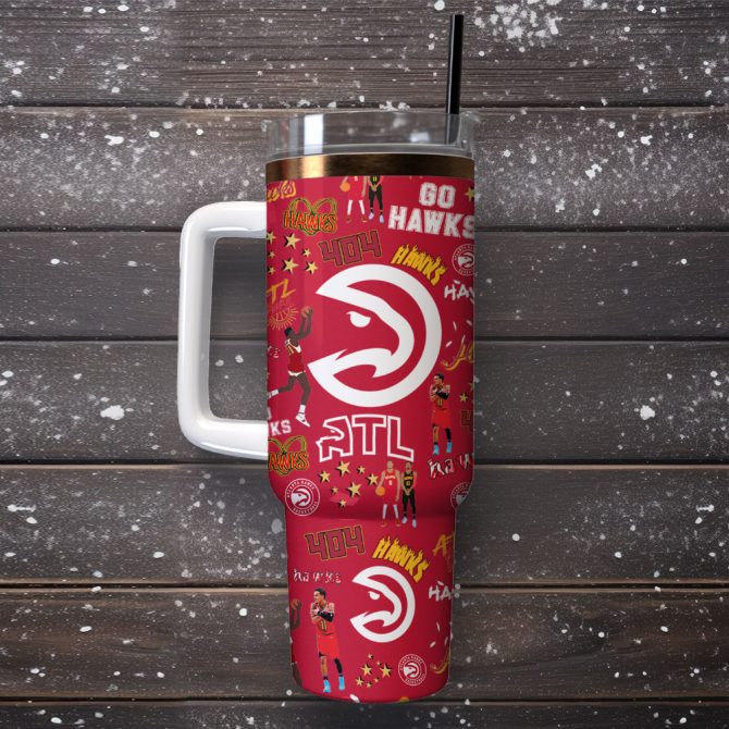 Atlanta Hawks Basketball Nba Sport Custom Stanley Quencher 40Oz Stainless Steel Tumbler - Image 4