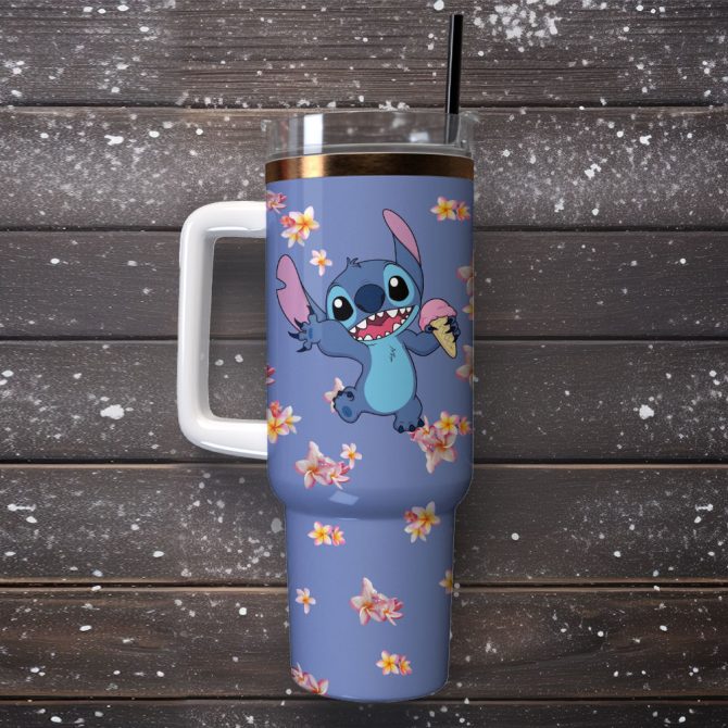 Stitch Cartoon Custom Stanley Quencher 40Oz Stainless Steel Tumbler - Image 4