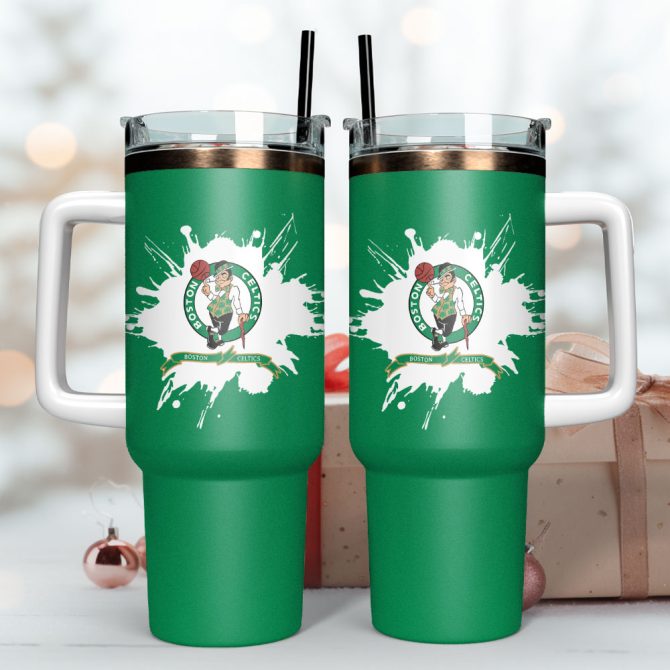 Boston Celtics Basketball Nba Sport Custom Stanley Quencher 40Oz Stainless Steel Tumbler - Image 2
