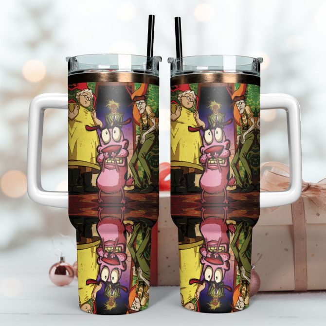 Courage The Cowardly Dog Tv Series Custom Stanley Quencher 40Oz Stainless Steel Tumbler With Handle - Image 3