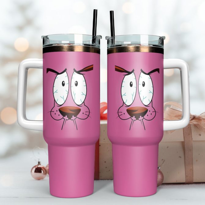 Courage The Cowardly Dog Tv Series Custom Stanley Quencher 40Oz Stainless Steel Tumbler With Handle - Image 3