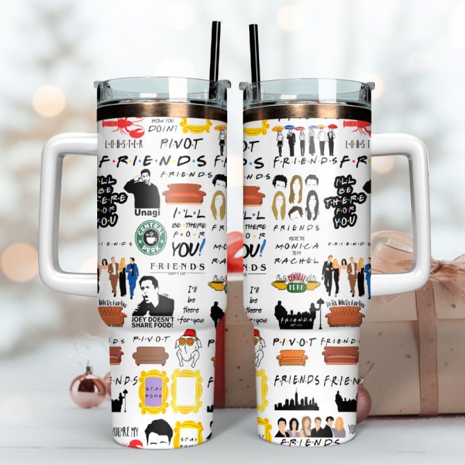 Friends Tv Series Custom Stanley Quencher 40Oz Stainless Steel Tumbler With Handle - Image 3