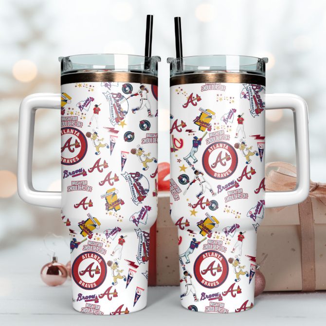 Atlanta Braves Baseball Mlb Sport Custom Stanley Quencher 40Oz Stainless Steel Tumbler - Image 2