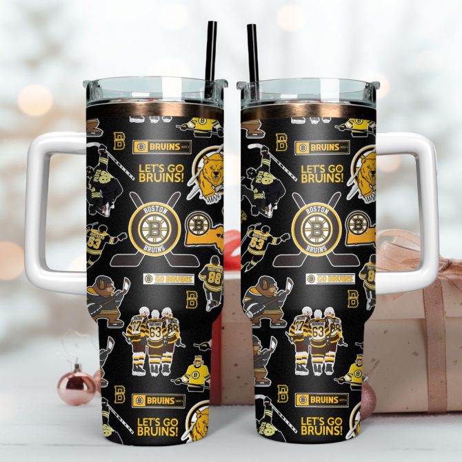 Boston Bruins Ice Hockey Nhl Sport Custom Stanley Quencher 40Oz Stainless Steel Tumbler - Image 2