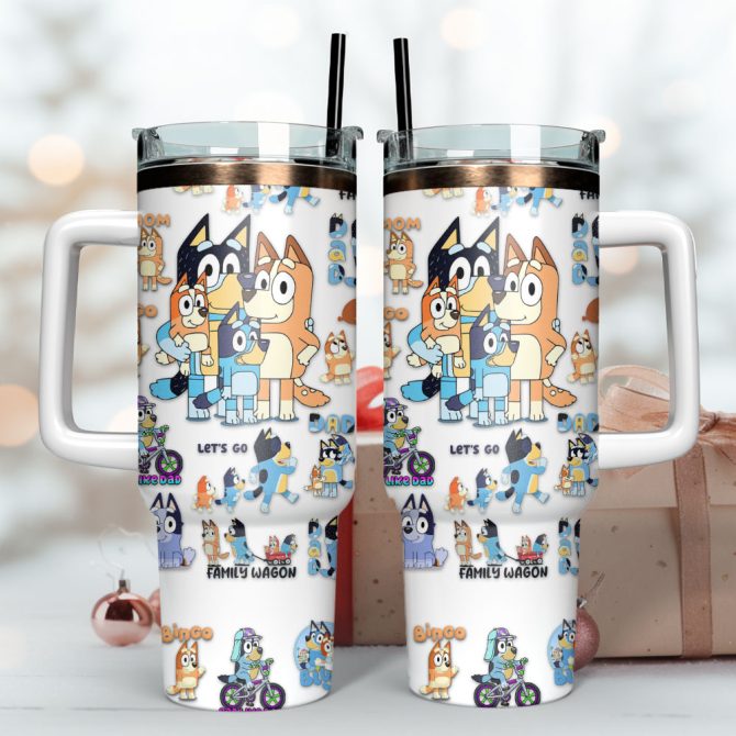 Bluey Tv Series Custom Stanley Quencher 40Oz Stainless Steel Tumbler - Image 2