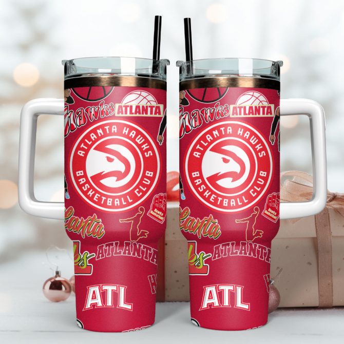Atlanta Hawks Basketball Nba Sport Custom Stanley Quencher 40Oz Stainless Steel Tumbler - Image 2