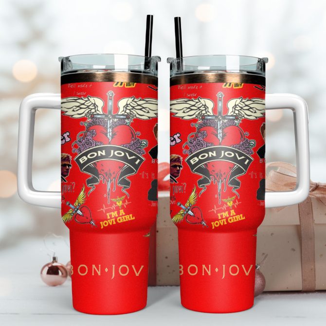 Bon Jovi Music Custom Stanley Quencher 40Oz Stainless Steel Tumbler - Image 2