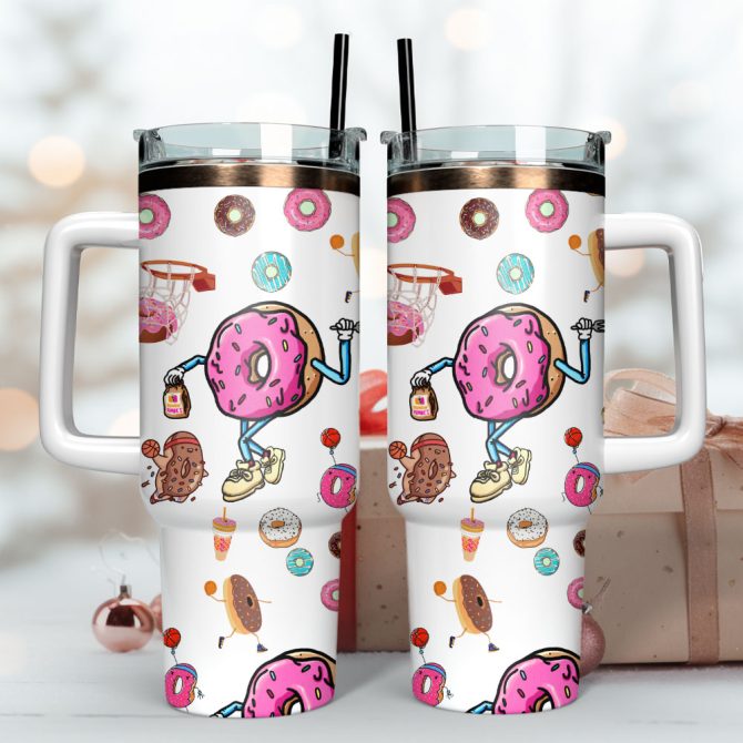 Donut Food Custom Stanley Quencher 40Oz Stainless Steel Tumbler - Image 2
