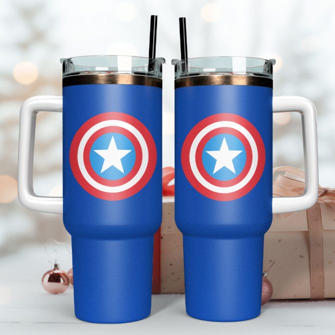 Captain America Movie Custom Stanley Quencher 40Oz Stainless Steel Tumbler - Image 2