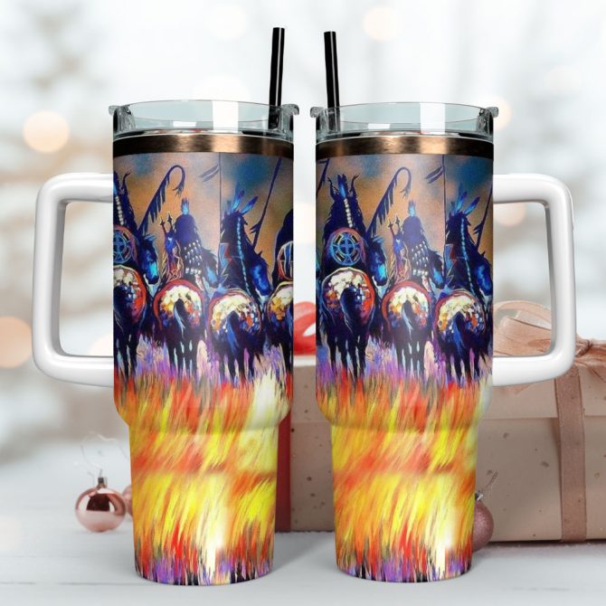 Horses Native American Custom Stanley Quencher 40Oz Stainless Steel Tumbler - Image 2