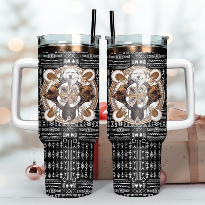 Bears Native American Custom Stanley Quencher 40Oz Stainless Steel Tumbler - Image 2