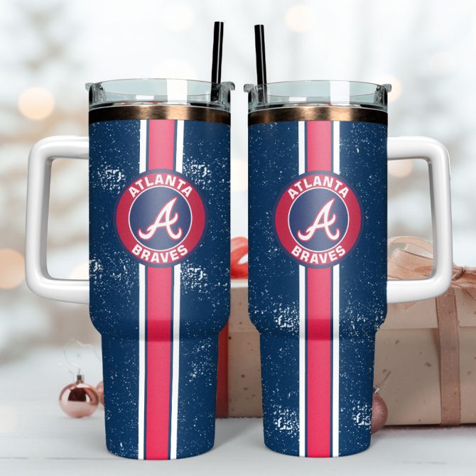 Atlanta Braves Baseball Mlb Sport Custom Stanley Quencher 40Oz Stainless Steel Tumbler - Image 2