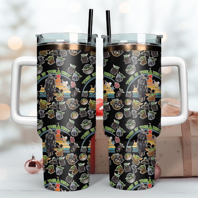 Baby Yoda Star Wars Movie Custom Stanley Quencher 40Oz Stainless Steel Tumbler - Image 2