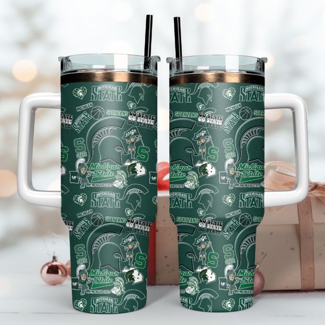 Michigan State Spartans Ncaa Sport Custom Stanley Quencher 40Oz Stainless Steel Tumbler - Image 2