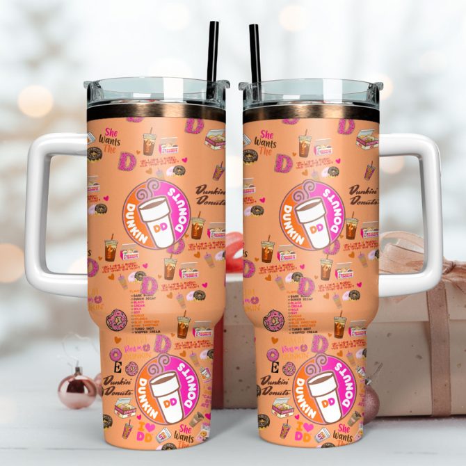 Dunkin Donuts Drink Custom Stanley Quencher 40Oz Stainless Steel Tumbler - Image 4