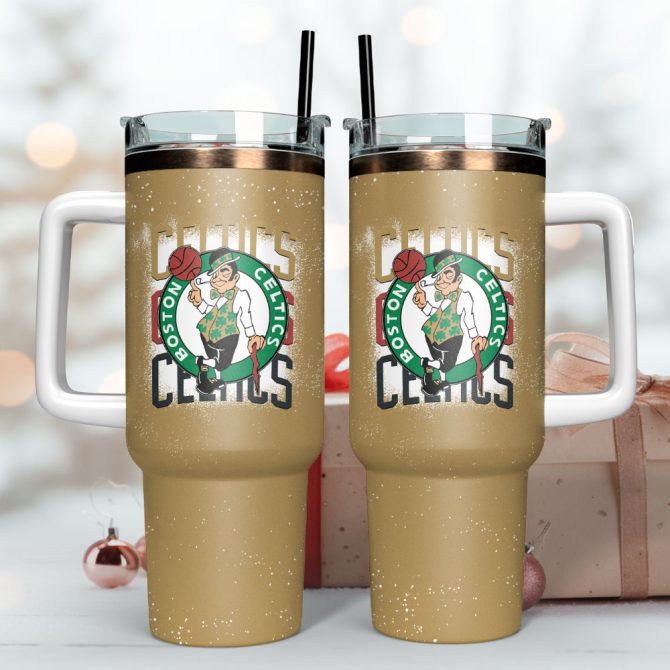 Boston Celtics Nba Sport Custom Stanley Quencher 40Oz Stainless Steel Tumbler