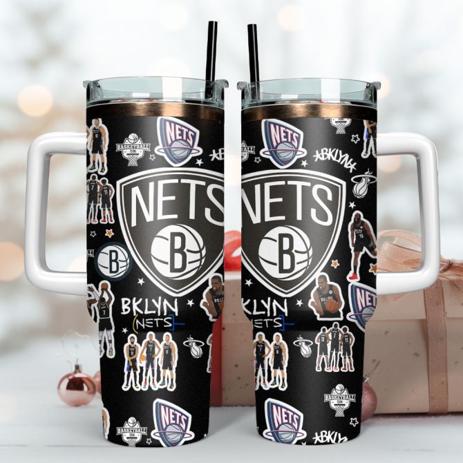 Brooklyn Nets Nba Basketball Sport Custom Stanley Quencher 40Oz Stainless Steel Tumbler - Image 2