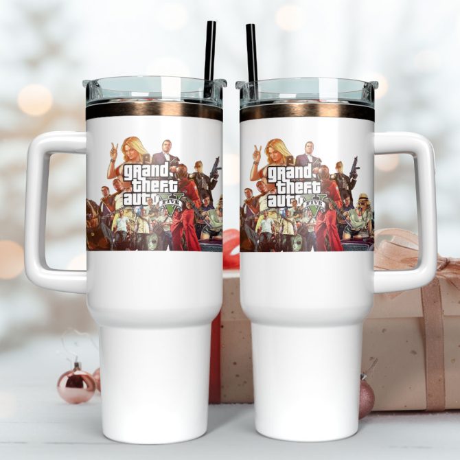 Grand Thef Auto 5 Game Custom Stanley Quencher 40Oz Stainless Steel Tumbler