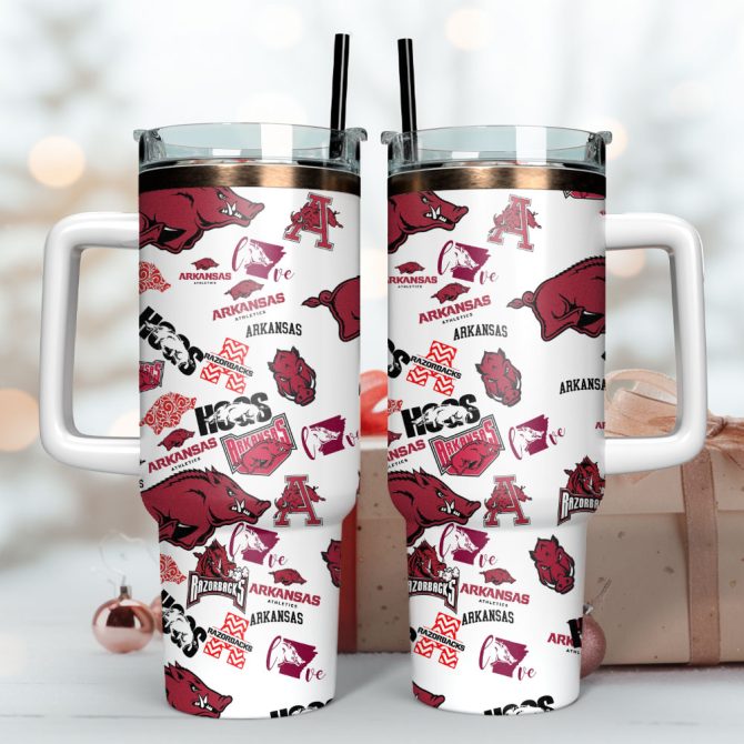 Arkansas Razorbacks Ncaa Sport Custom Stanley Quencher 40Oz Stainless Steel Tumbler - Image 4