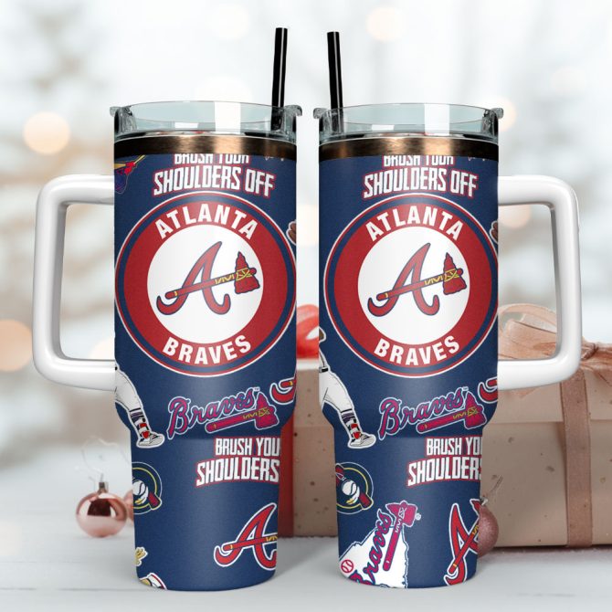 Atlanta Braves Baseball Team Mlb Sport Custom Stanley Quencher 40Oz Stainless Steel Tumbler - Image 3
