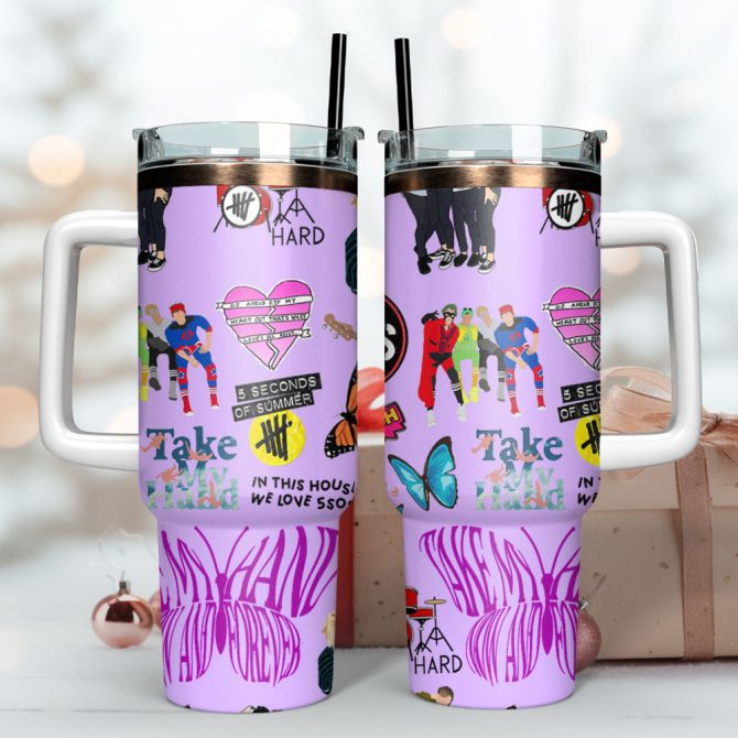 5 Seconds Of Summer Rock Band Music Custom Stanley Quencher 40Oz Stainless Steel Tumbler - Image 3