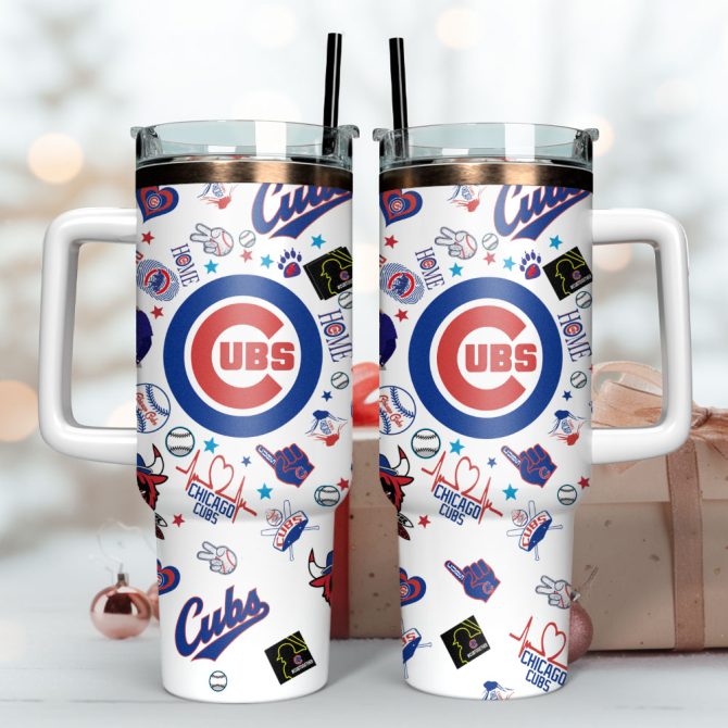 Chicago Cubs Baseball Mlb Sport Custom Stanley Quencher 40Oz Stainless Steel Tumbler With Handle - Image 3