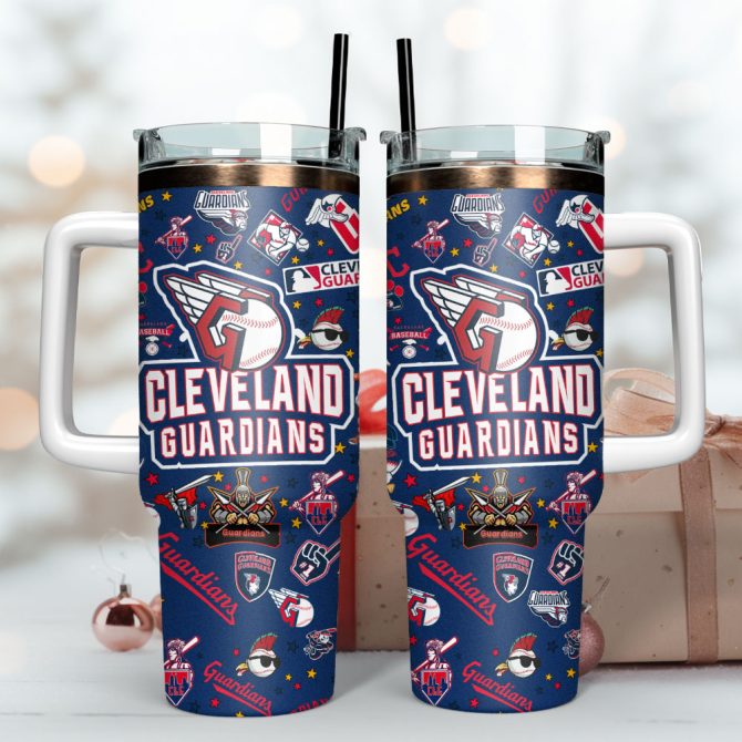 Cleveland Guardians Baseball Mlb Sport Custom Stanley Quencher 40Oz Stainless Steel Tumbler With Handle - Image 3