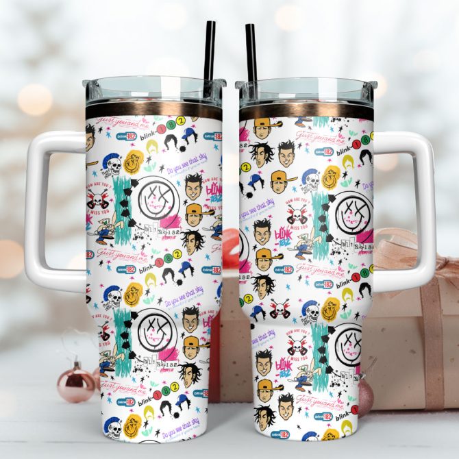 Blink 182 Music Custom Stanley Quencher 40Oz Stainless Steel Tumbler With Handle - Image 3