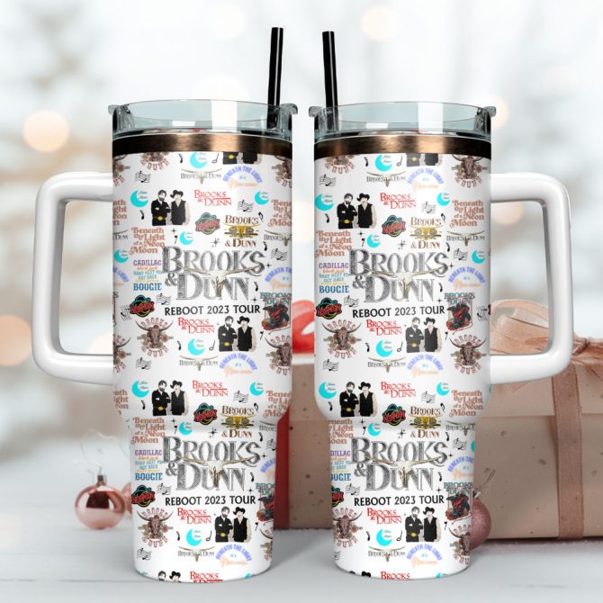 Brooks And Dunn Music Custom Stanley Quencher 40Oz Stainless Steel Tumbler With Handle - Image 3