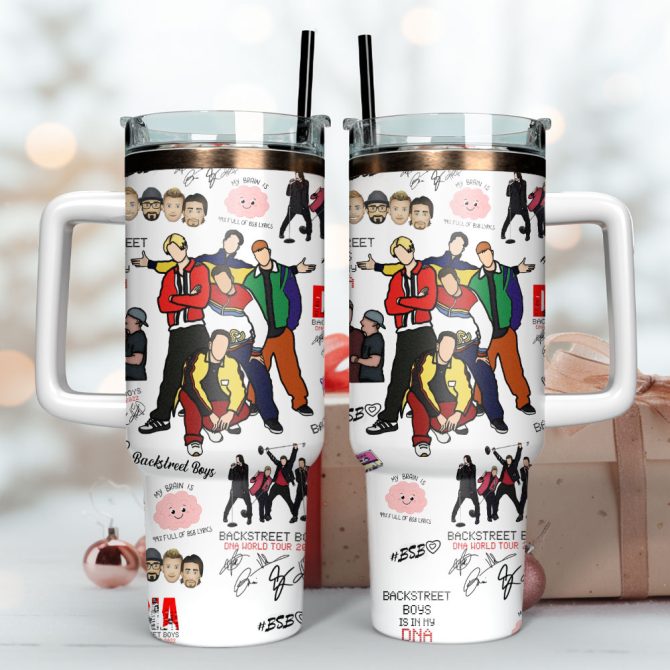 Backstreet Boys Music Custom Stanley Quencher 40Oz Stainless Steel Tumbler With Handle - Image 3